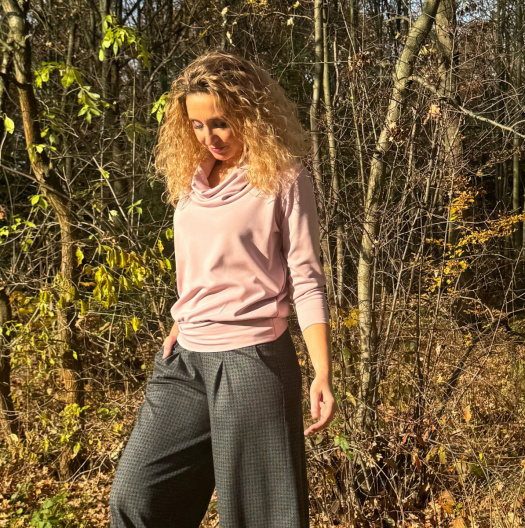 Rolák s pružným pasem pudrově růžový