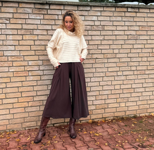 Kalhotová sukně maxi hnědá