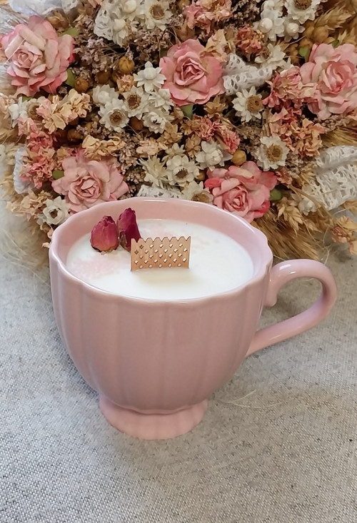 Svíčka růžový hrníček