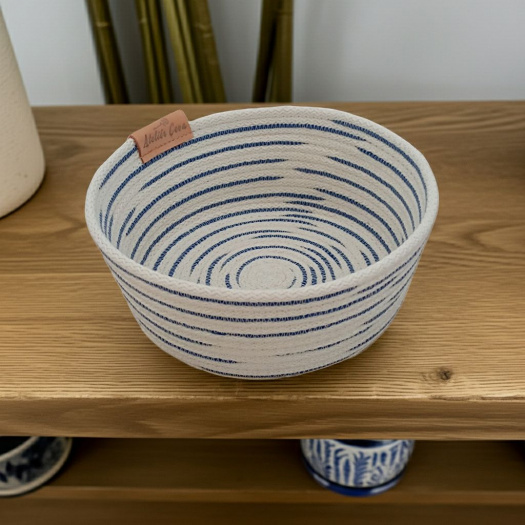 Šitá miska ecru s tm. modrou