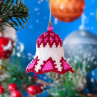 Vánoční ozdoba - zvoneček s tmavší růžovou