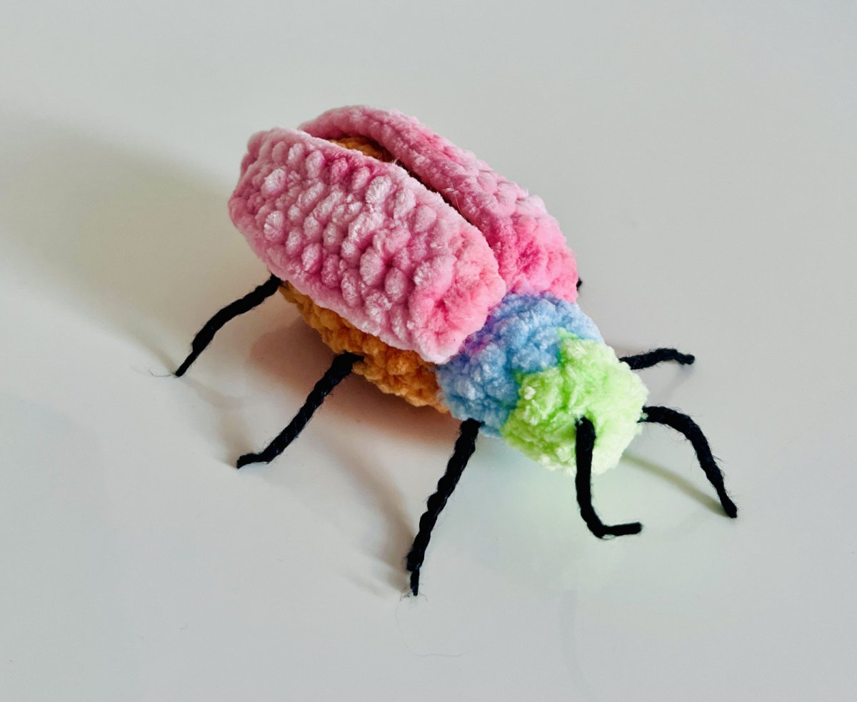 Háčkovaný barevný brouček 