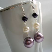 Fialové perly - náušnice