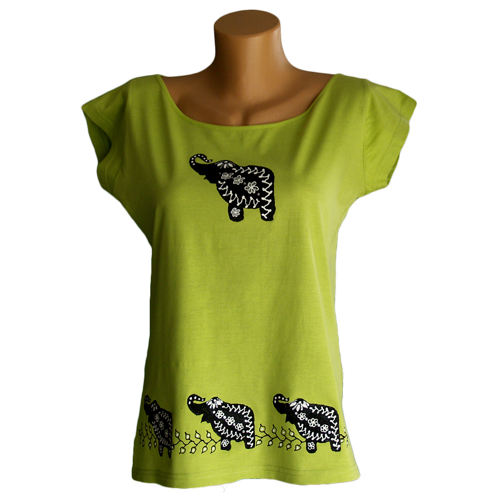 Limetkové dámské tričko se slony