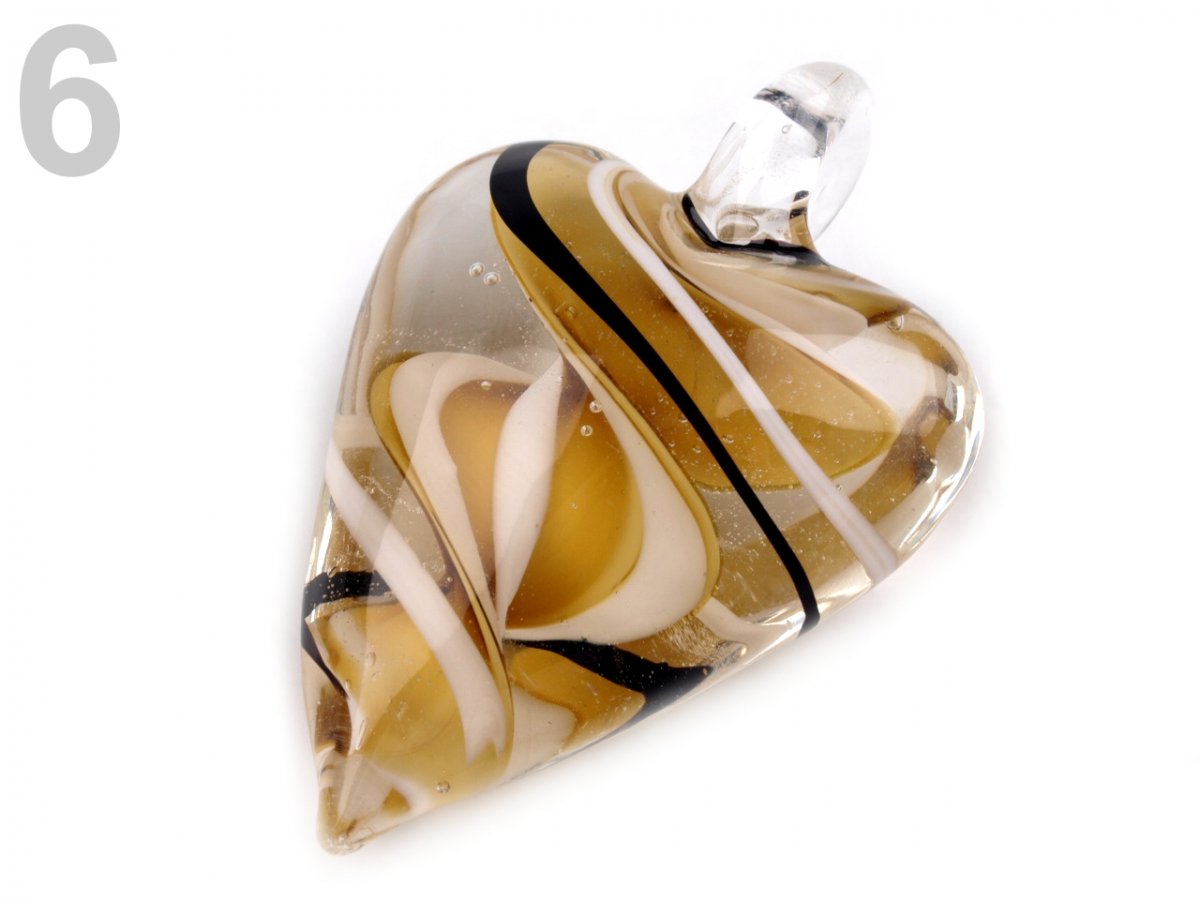 Přívěsek skleněné srdce 15x30x45mm