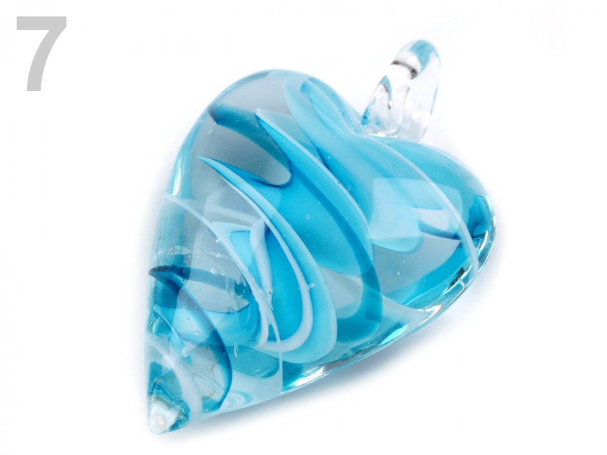 Přívěsek skleněné srdce 15x30x45mm