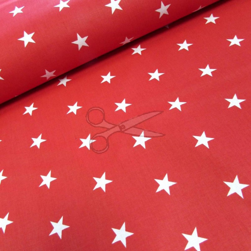 Bavlněná látka - metráž - hvězdička 2 cm na červené - š.160 cm