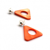 Oranžové perleťové trojúhelníky - klipsy