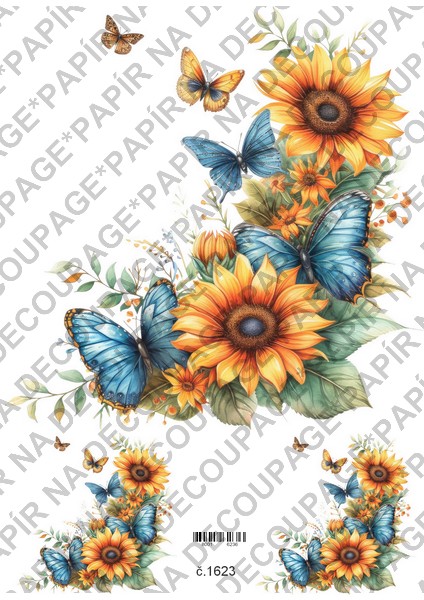 Soft papír A4 pro tvoření - Slunečnice, motýl, bordury  - KBS1623