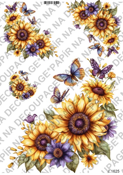 Soft papír A4 pro tvoření - Slunečnice, motýl, bordury  - KBS1625