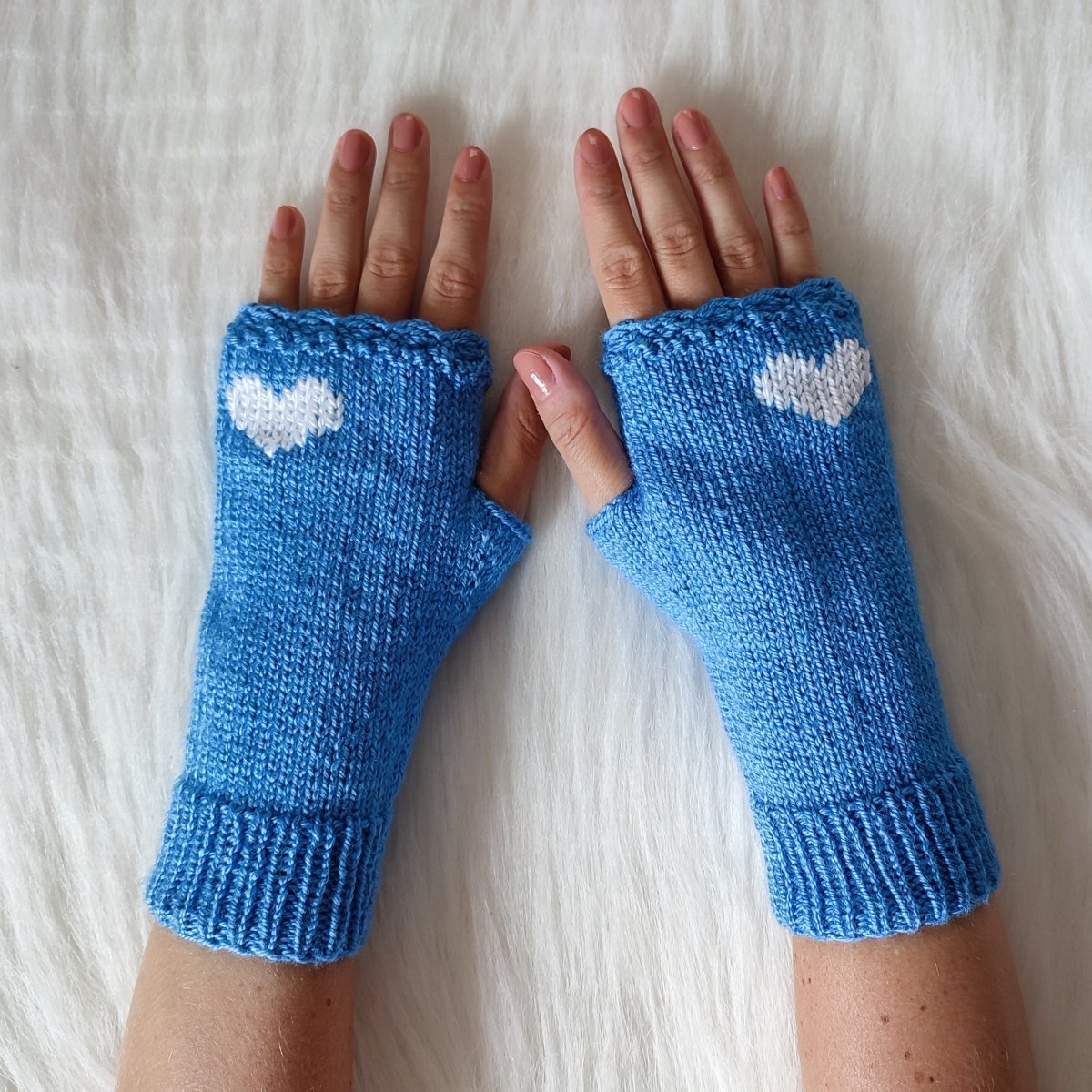 Rukavice bezprstové - Jsi modrá jako hladina...