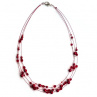 Červený perličkový třířadý náhrdelník