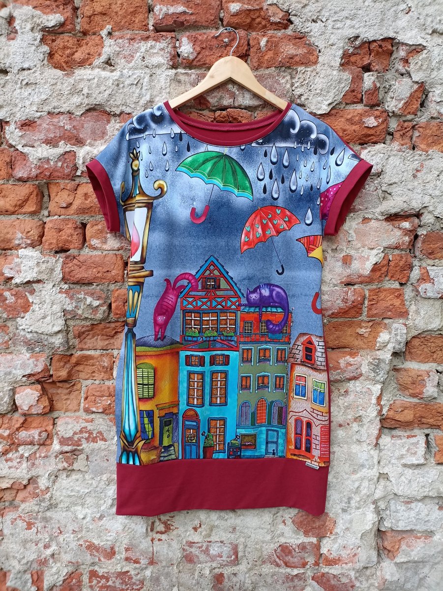 Šaty - deštníky a domy, velikost L