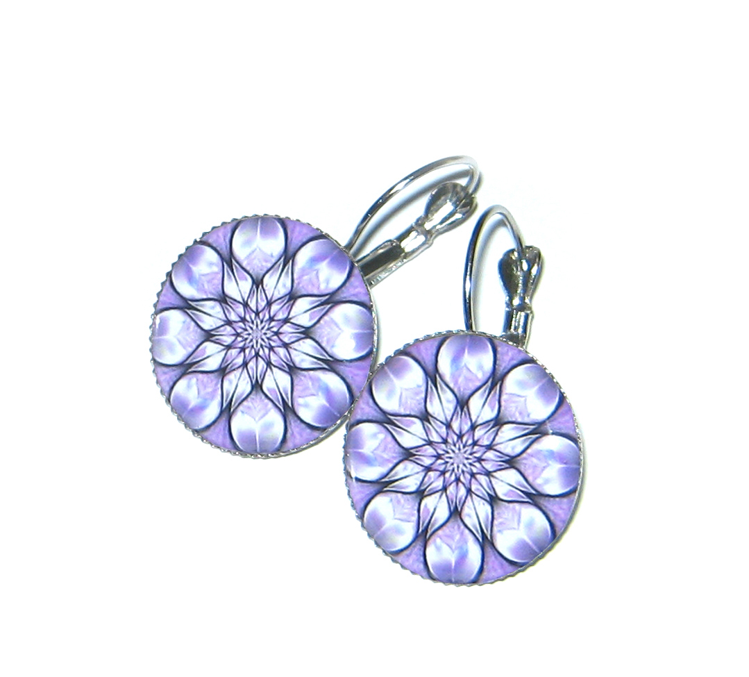 Náušnice...Fialová mandala moudra a rovnováhy.
