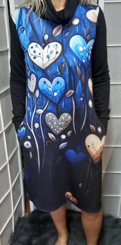 Šaty s rolákem - srdce, velikost S/M ~ SLEVA ~