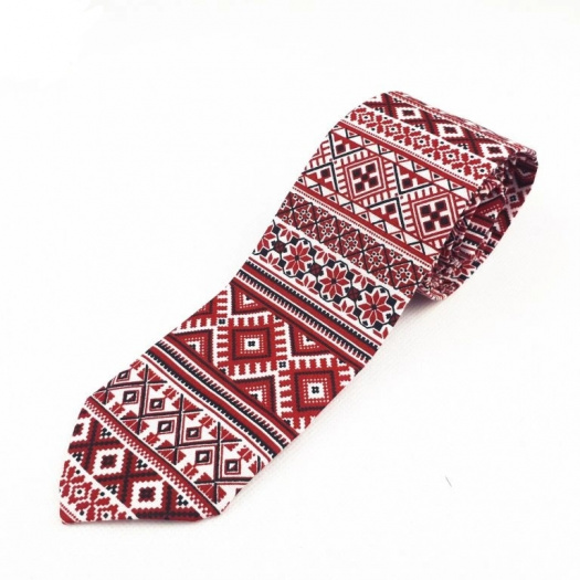 Folklórna Kravata slim fit červenobiela