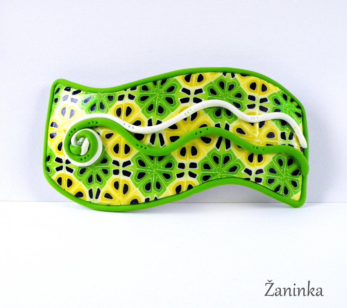Zeleno - žlutá vlnka - Spona do vlásků 