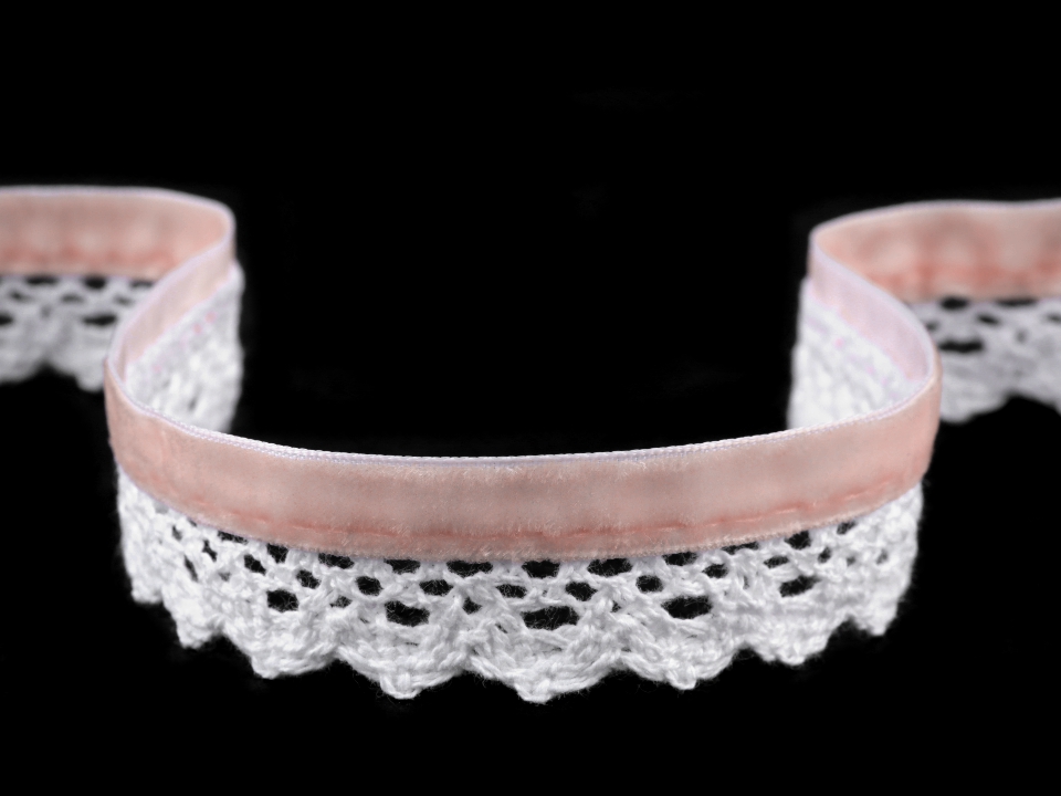 Krajka paličkovaná se sametkou šíře 25 mm