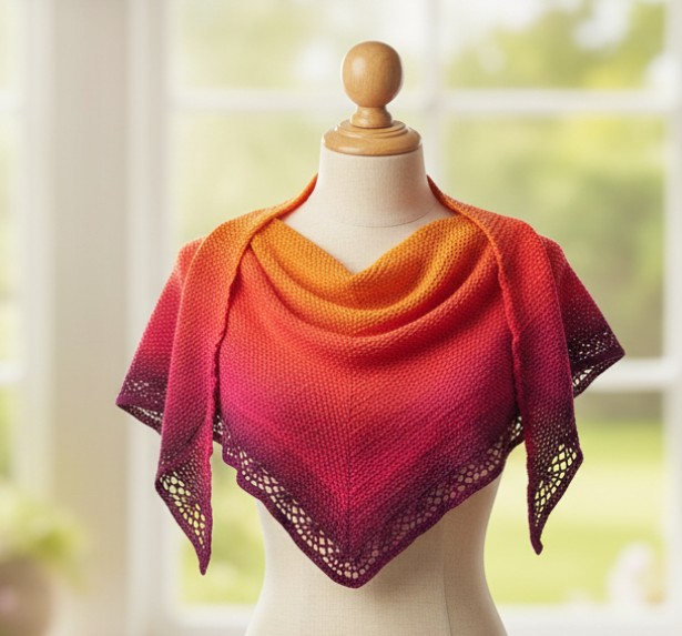 Trojúhelníkový háčkovaný šátek 