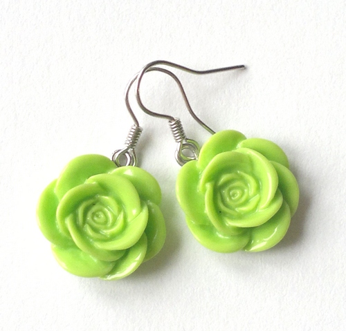 Zelené růže - náušničky