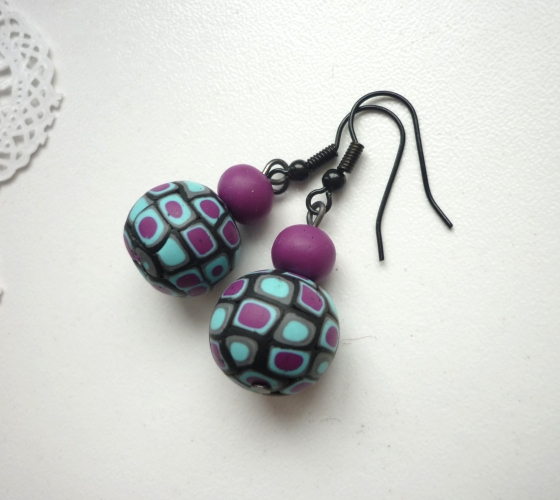 Náušnice fimo vzorované kouličky