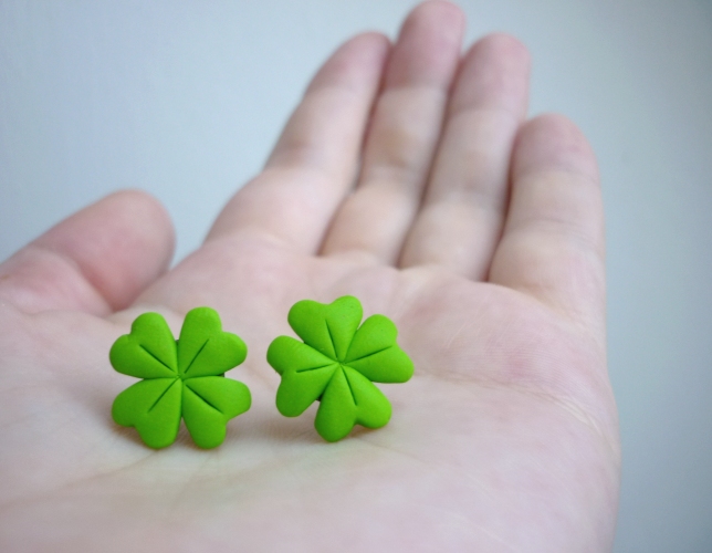 čtyřlístek - fimo náušnice