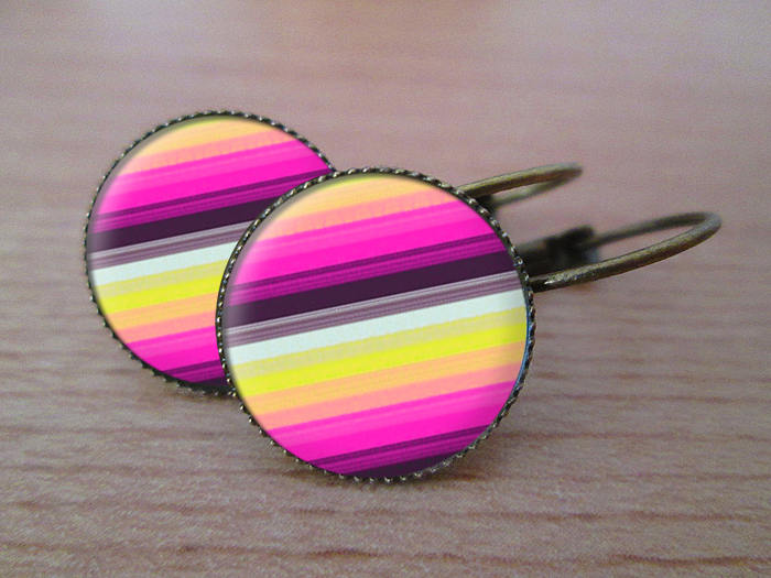 Sladké proužky - VINTAGE VISACÍ NÁUŠNICE