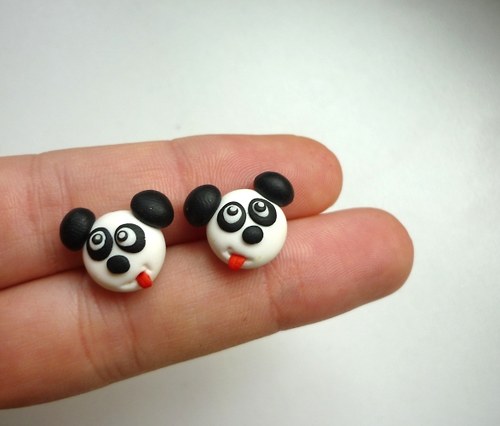 Naušnice - fimo pandy