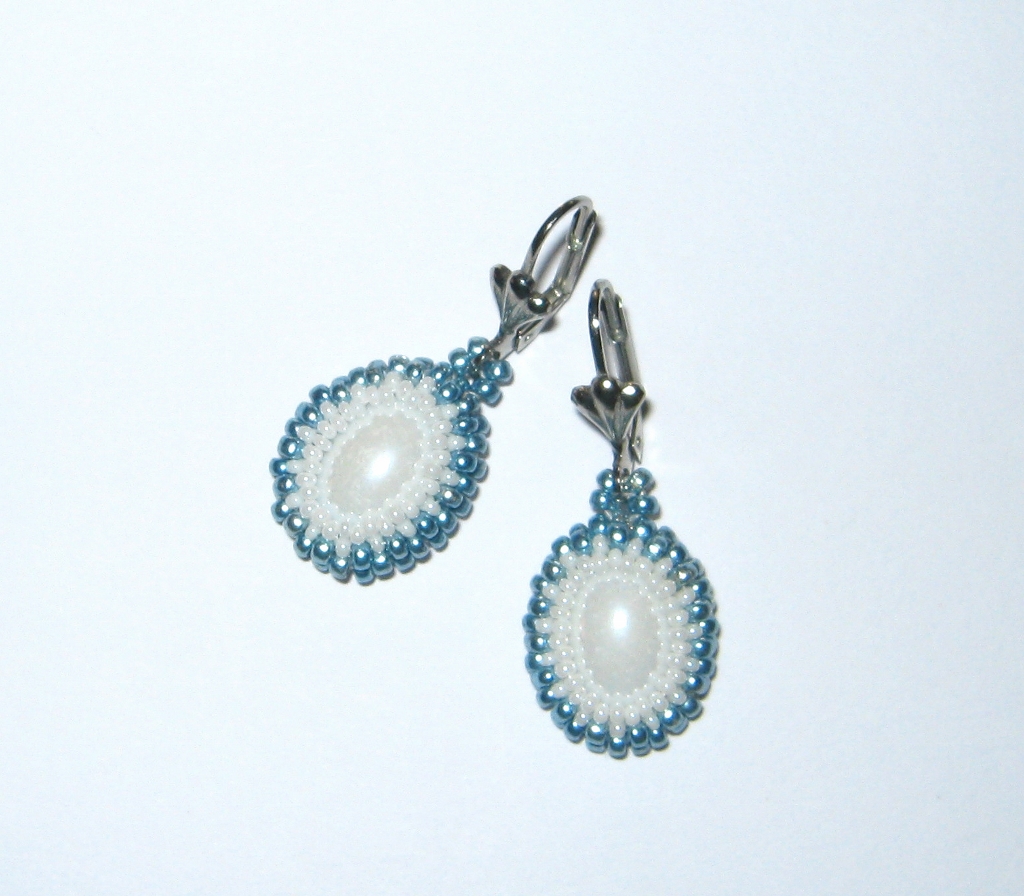 Náušnice -Tyrkys s perletí.