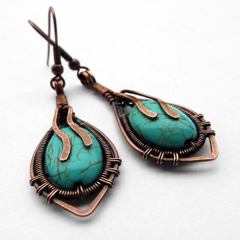 Měděné náušnice s tyrkenitem