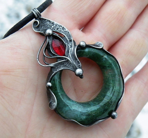 Lesní královna... (Mechový Achát, sklo) souprava