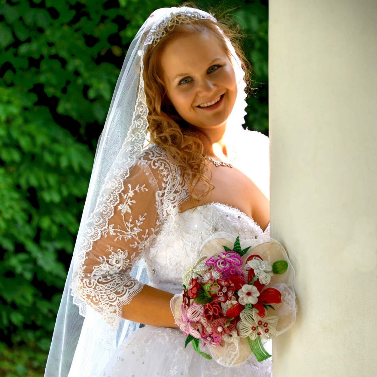 Svatební kytice z korálků