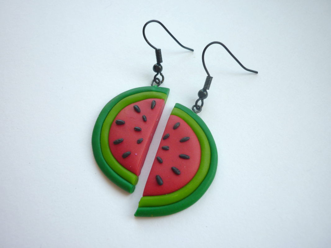 Náušnice z fimo hmoty - meloun