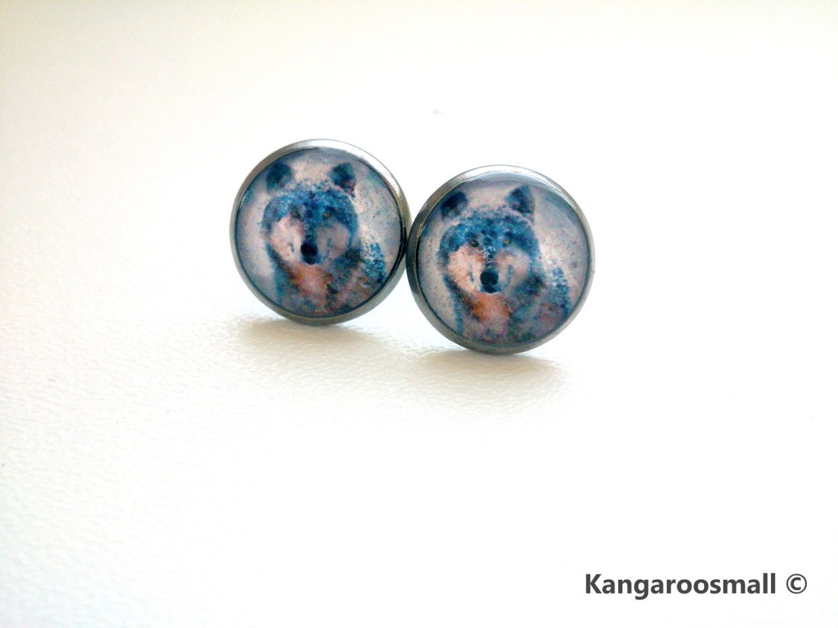 Ve vánici jdi s vlky - náušnice pecky z křišťálové pryskyřice