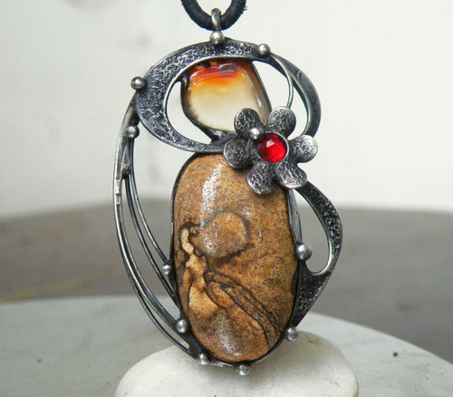 Podzimní víla... (Jaspis, Achát, sklo)