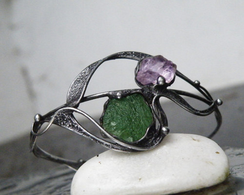 Vérë...(Ametyst, Vltavín 2,5g) náramek