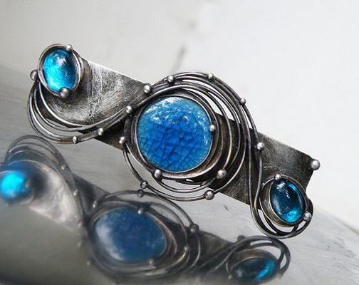 Moře...(sklo, keramika) vlasová spona