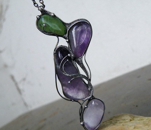 Nolwë...(Ametyst, Nefrit - Jadeit) + náušnice