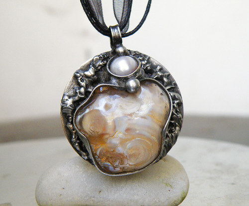 Medailon...(Achát, perla) oboustranný