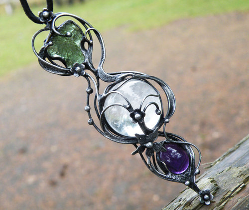 Tajemná zahrda Elfů...(Křišťál, Vltavín, Ametyst) souprava