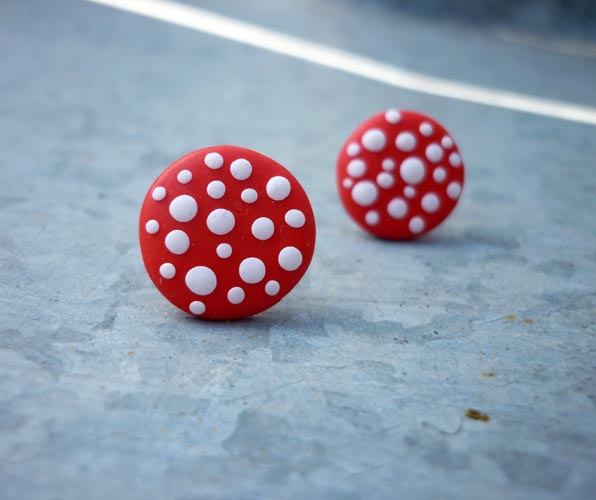 Muchomůrkové, puntíkaté fimo náušnice