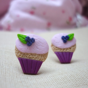 Cupcakes, borůvkové muffiny fimo náušnice