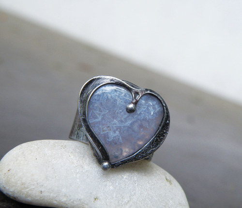 Modré srdce...(Chalcedon) prsten