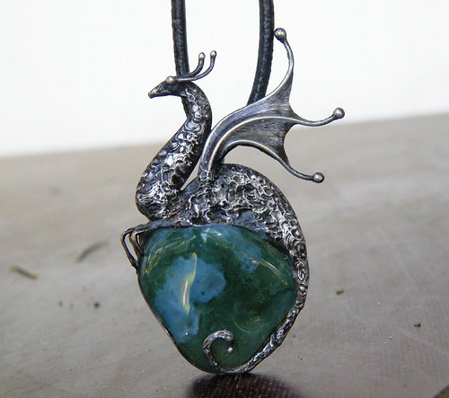 Orran...z temného hvozdu...(mechový achát) + prsten