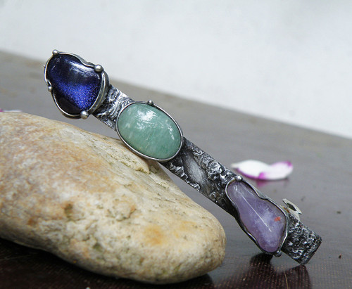 Touha...(ametyst, avanturín) vlasová spona