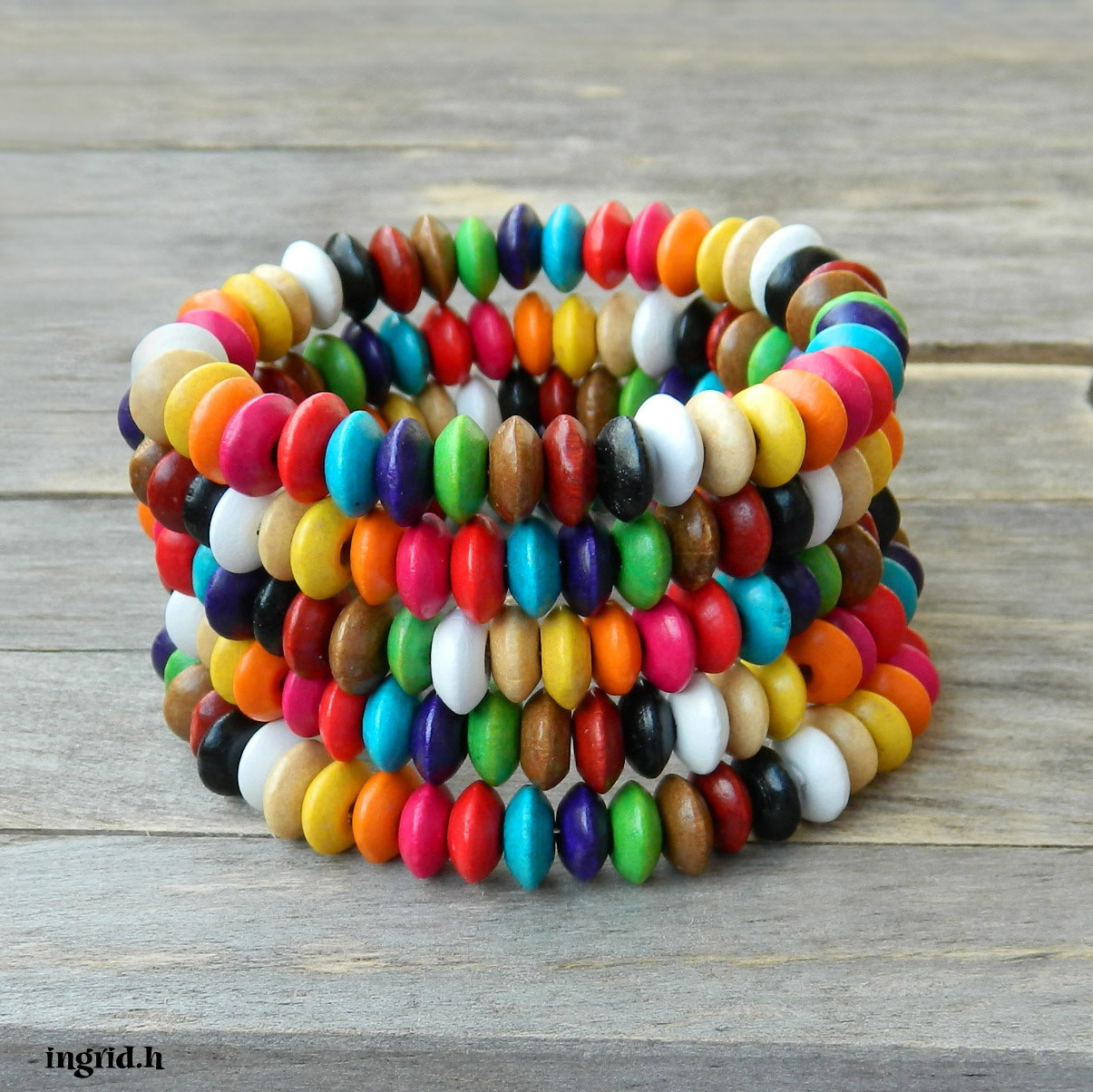 Náramek Dřevěná duha  