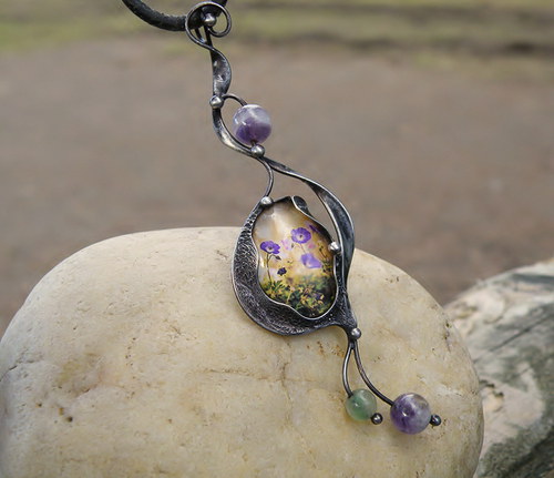 Jarní louka...(Ametyst, Achát, sklo) *