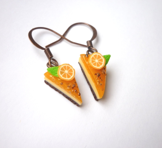 Pomerančové fimo dorty - náušnice