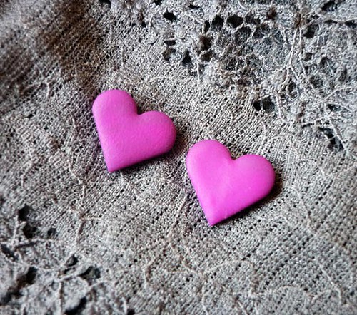 Fimo náušnice - srdíčka v libovolných barvách