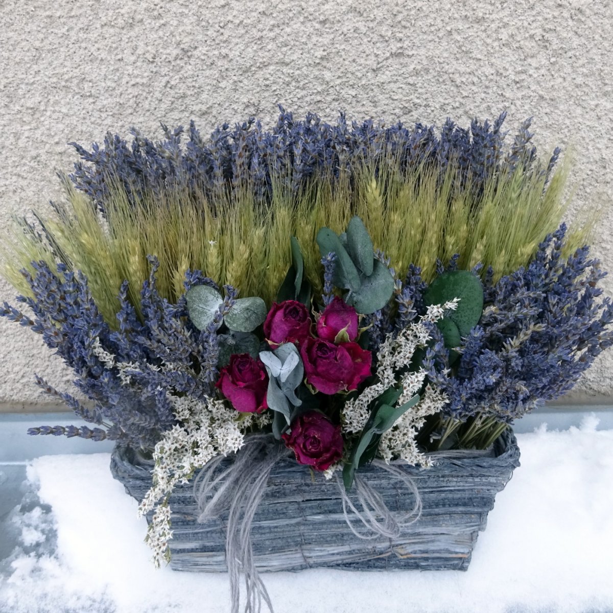 Košík - Levandule s růžemi